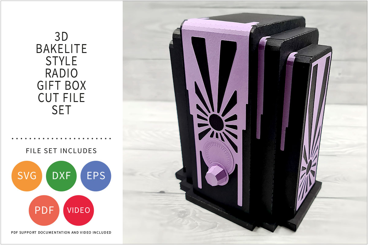 Art Deco Bakelite Style Radio Gift Box Cut File Set